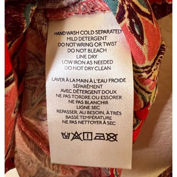 FREE PEOPLE Pink Red Hibiscus Combo Floral Paisley Peplum Top/Blouse Boho XS - Picture 8 of 12